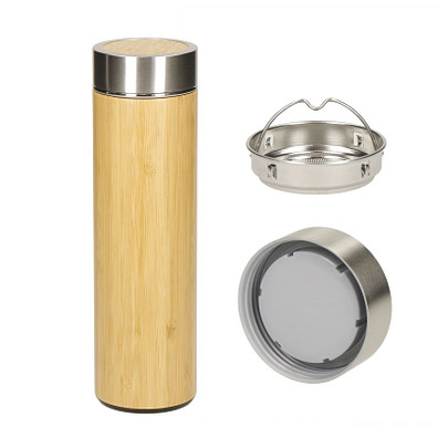 Vakuum Flasche Bambus, large, braun