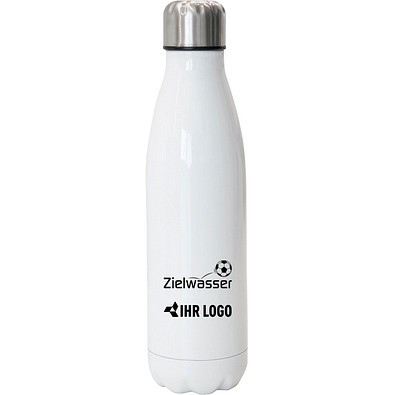 Vakuum-Isolierflasche Premium, 500 ml, Motiv Zielwasser, weiß
