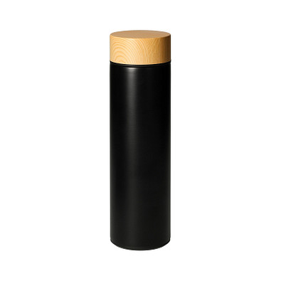 Vakuumflasche Astana, 450 ml, schwarz/natur