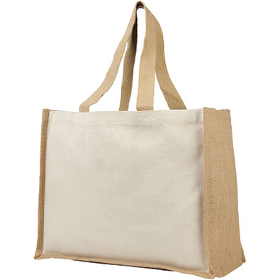 Varai Canvas und Jute Einkaufstasche, natur