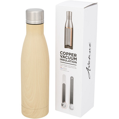 Vasa Holz Kupfer-Vakuum Isolierflasche, 500 ml, braun