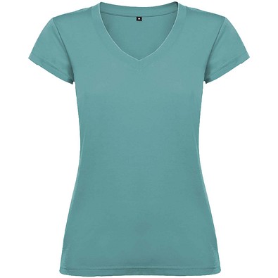 Victoria T-Shirt mit V-Ausschnitt für Damen, Dusty Blue, 2XL