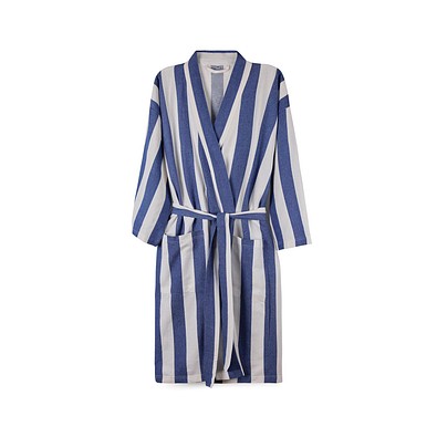 VINGA Ornos GRS Hamam-Bademantel L/XL, blau, weiß
