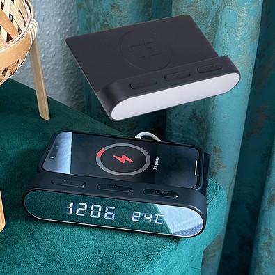 Wecker und Wireless charger Adelaine,schwarz