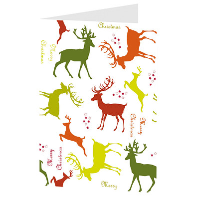 Grußkarte Weihnachten, Motiv Bunte Rentiere, Danke an Partner