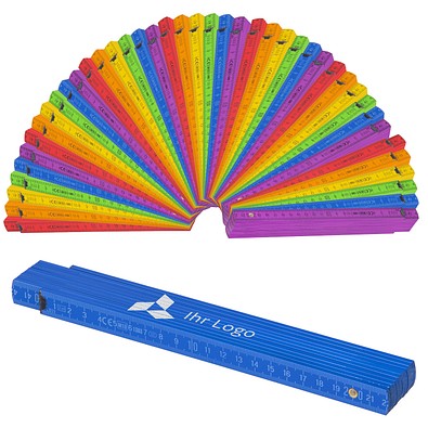 Werbe-Sparset Metrie® Holz-Zollstöcke, 42-tlg., inkl. Druck, Rainbow-Collection