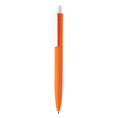 XD COLLECTION Druckkugelschreiber X3 mit Smooth-Touch, blaue Mine, orange/weiß