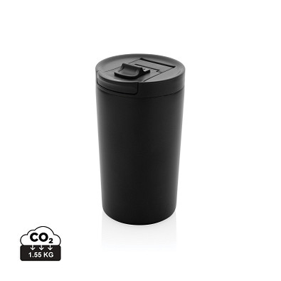 XD COLLECTION Doppelwandiger Vakuum-Becher aus RCS recyceltem SS, schwarz