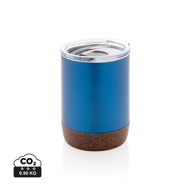 XD COLLECTION Kleine Vakuum-Kaffeetasse aus RCS rSteel & Kork, blau
