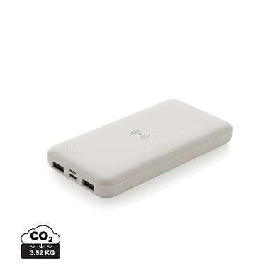 XD COLLECTION Wireless Powerbank aus RCS Standard recyceltem Kunststoff, weiß