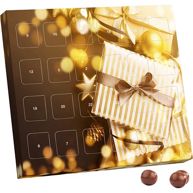 XS Adventskalender, Brandt Knusperkugeln Vollmilch, Gold-Paket