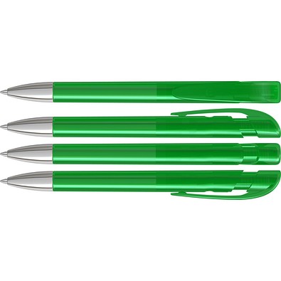 uma® Kugelschreiber YES SI transparent inkl. Metallspitze, dunkelgrün