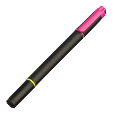 Zweifarbiger Textmarker aus Kunststoff, schwarz