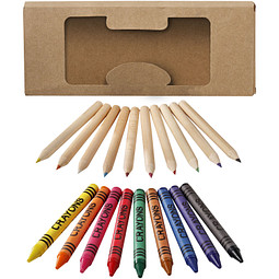 19 teiliges Bunt- und Wachsmalstifte Set,natur