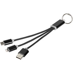 3-in-1 Metall-Ladekabel mit Schlüsselanhänger, schwarz