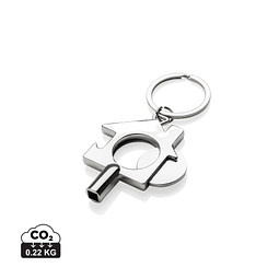 3-in-1 Schlüsselring aus RCS rec. Zinklegierung, silber