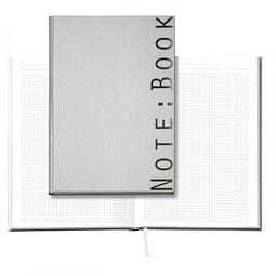Geiger-Notes Notizbuch inkl. Prägung Note:Book, DIN A4, kariert, silber-gänzend