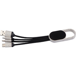 3in1 Ladekabel aus Weizenstroh mit Leuchtfunktion, beige