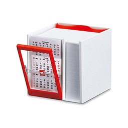 Tischkalender Zettelbox 2027/2028, weiß/blau