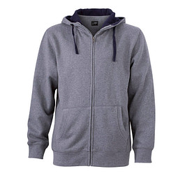 JAMES & NICHOLSON Unisex Sweat-Jacke mit Kapuze, grau, XXL