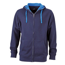 JAMES & NICHOLSON Unisex Sweat-Jacke mit Kapuze, dunkelblau, M