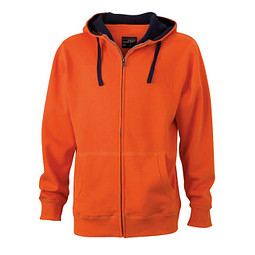 JAMES & NICHOLSON Unisex Sweat-Jacke mit Kapuze, orange, XL