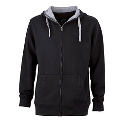 JAMES & NICHOLSON Unisex Sweat-Jacke mit Kapuze, schwarz, XXL