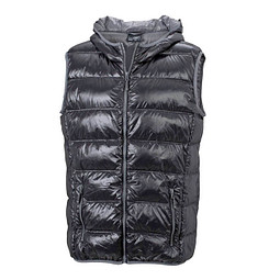 JAMES & NICHOLSON Herren Daunenweste, schwarz/grau, L