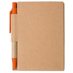 Notizbuch mit Kugelschreiber Mini, liniert, natur/orange