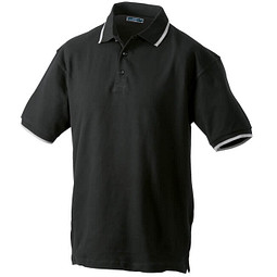 JAMES & NICHOLSON Herren Poloshirt Pique, schwarz/silber, L