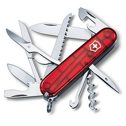 Victorinox Schweizer Taschenmesser Huntsman, Multitool mit 15 Funktionen | Robustes Taschenmesser mit Holzsäge und Schere für Camping, Outdoor und Wandern, 91 mm, Rot Transparent, Swiss Made - Bild 4