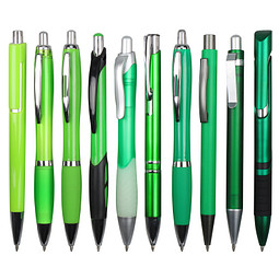 Muster-Set Kunststoff Kugelschreiber Grün, 10 Modelle, grün