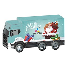 Adventskalender LKW, Lindt Schokotäfelchen, Weihnachtsmann im Kamin