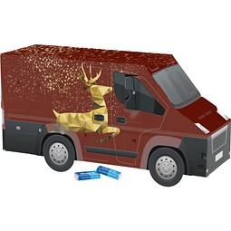 Adventskalender Transporter, share Schokotäfelchen, Rentier, Gold