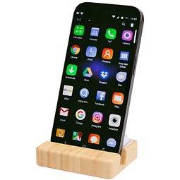 Algol Smartphonehalterung  aus recyceltem Kunststoff mit Fidget-Toy mit Bambusdetails, holz
