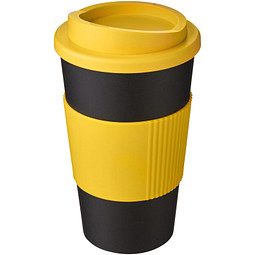 Americano Isolierbecher mit Schutzring, 350 ml, schwarz,gelb