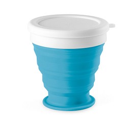 ASTRADA. faltbarer Reisebecher aus Silikon und PP 250 ml, Hellblau