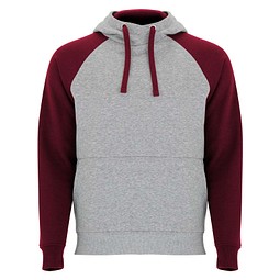 Badet zweifarbiger Kapuzenpullover für Kinder, heather grau / Garnet, 3/4