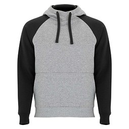 Badet zweifarbiger Kapuzenpullover Unisex, heather grau / schwarz, 3XL