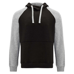 Badet zweifarbiger Kapuzenpullover Unisex, schwarz / heather grau, 3XL