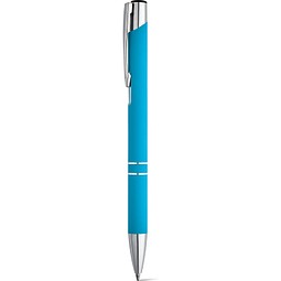 BETA SOFT. Kugelschreiber aus Aluminium mit Gummifinish, Hellblau