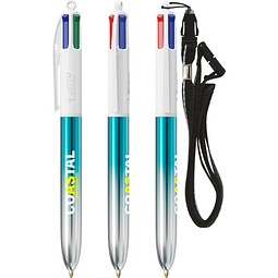 BIC® 4 Colours® Bicolor + Umhängeband Türkis/Silber