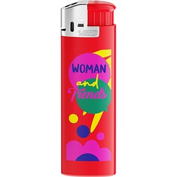 BIC® J38 Chrom Haubenfeuerzeug Corpus Rot/Boden Rot/Drücker Rot/Chromkappe