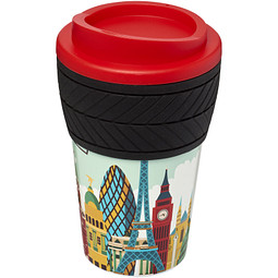 Brite-Americano Isolierbecher mit Schutzring Reifen-Design, 350 ml, rot