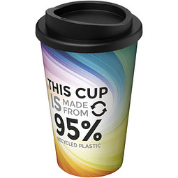 Brite-Americano® Recycled 350 ml Isolierbecher, weiß/schwarz