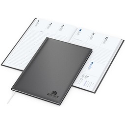 Geiger-Notes Buchkalender Media Bestseller, anthrazit, inkl. Prägung schwarz-glänzend