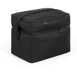 CANCUN LARGE. Kühltasche aus 600D, recyceltem Polyester, mit verstellbarem Gurtband 14 L, Schwarz