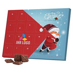 Classic Tisch Adventskalender, Blister gefüllt, Alpenmilch Schokotäfelchen, Little Santa