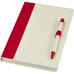 Dairy Dream A5 Notizbuch und Kugelschreiber-Set aus recyceltem Milchkarton, rot