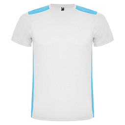 Detroit T-Shirt Unisex aus recyceltem Material, weiß / türkis, 2XL